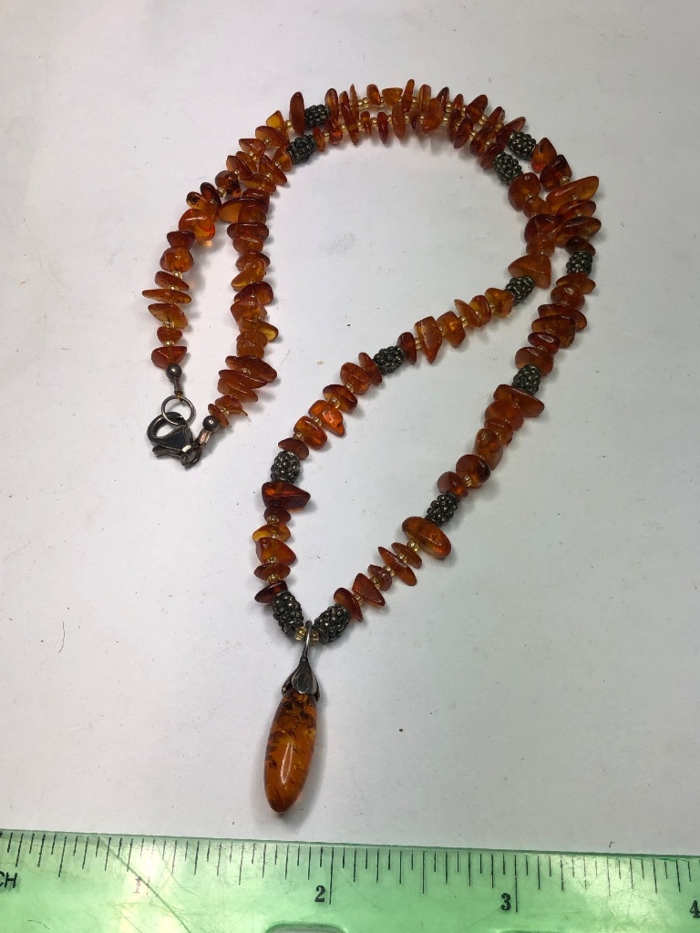 Amber Sterling silver necklace